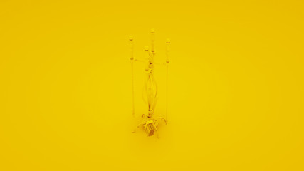 Set of fireplace accessories. 3D illustration