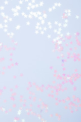 Background with glitter stars. Flat lay. Background for ypur design.