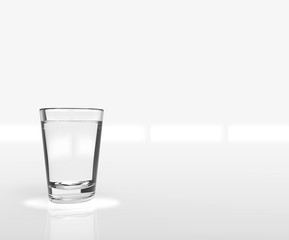 Glass with water 3d rendering