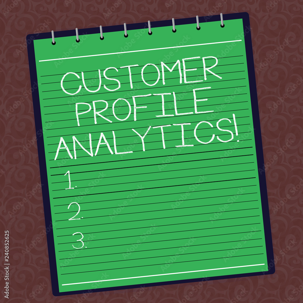 Poster text sign showing customer profile analytics. conceptual photo customer profile or target market ana
