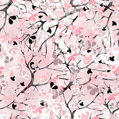 Seamless cartoon abstract tree leaves  spring pattern