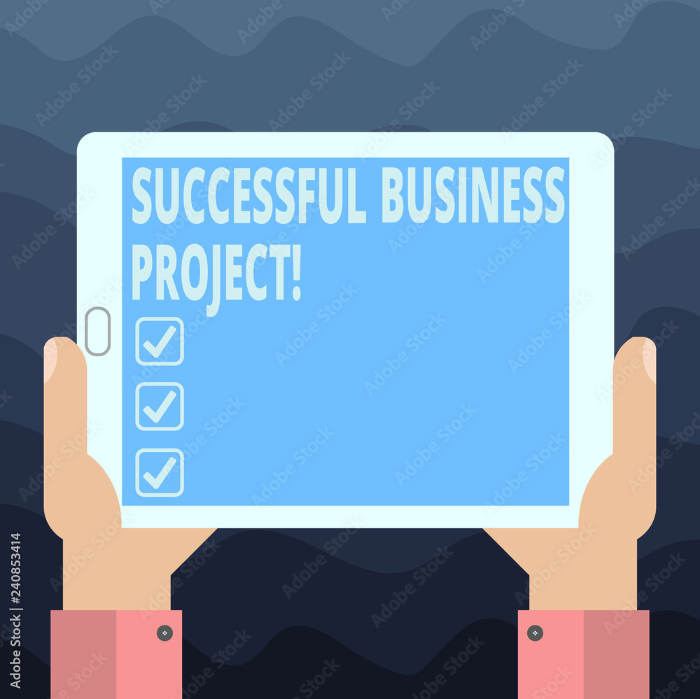 Poster writing note showing successful business project. business photo showcasing achieving project object