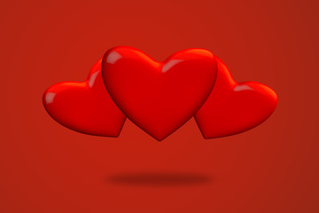 Love heart red background 3d render