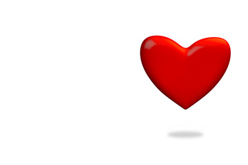 Love heart white background isolated 3d render