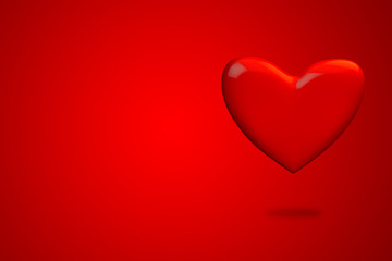 Love heart red background 3d render