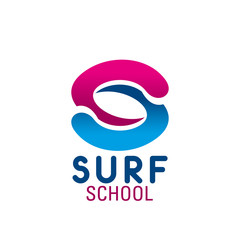 Surf school letter S vector icon