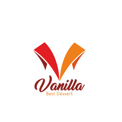 Vanilla dessert patisserie vector letter V icon