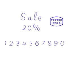 sale brush lettering vector eps 8 blue