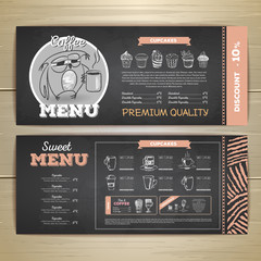 Vintage chalk drawing coffee menu design.