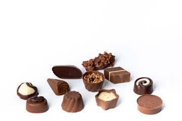 sweet chocolates isolated on white background