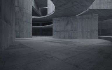Abstract  concrete interior multilevel public space with window. 3D illustration and rendering.