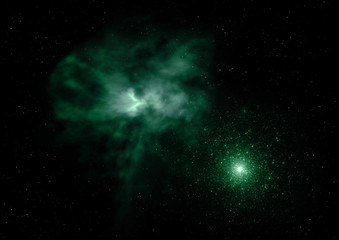 Being shone nebula. 3D rendering