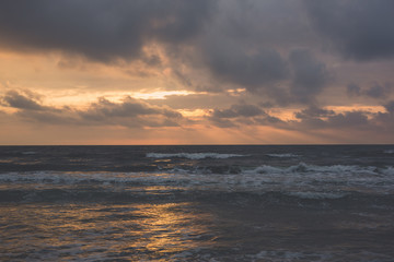 Wadden Island Texel beach amazing rough water beautiful shoreline. Best surf spot of the Netherlands.