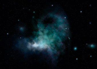 Being shone nebula. 3D rendering