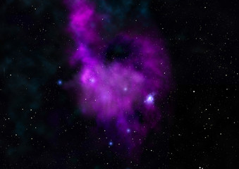 Star field in space and a nebulae. 3D rendering
