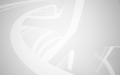 White smooth abstract architectural background. Night view with illumination. 3D illustration and rendering