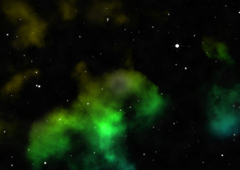 Star field in space and a nebulae. 3D rendering
