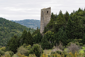 Remains the Castle of Glypia on Mt Parnon in Peloponnese, Greece
