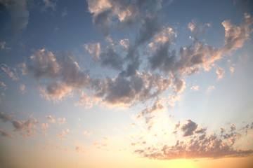 Background of blue sky as picture. Abstract clouds and sky. The best most beautiful images of the heavens with clouds. 