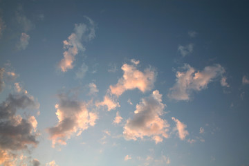 The background of the blue sky as a natural picture. Sky with clouds abstract nature background. The best images of the heavens beautiful clouds in space. 