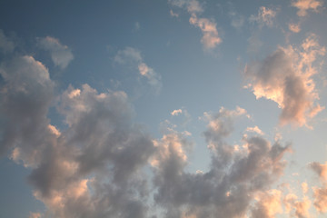 The best skies are always blue. Beautiful sky like a picture with clouds. The background of the airspace is the clouds. 