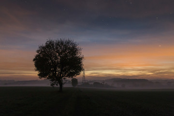 Light Pollution Over Countryside Sky