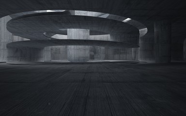 Empty dark abstract concrete smooth interior . Architectural background. 3D illustration and rendering