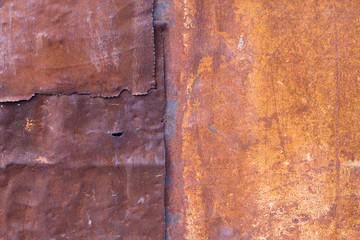 Texture of rusty sheet of iron, corrosion on metal