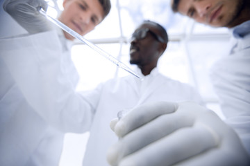 close up.a group of scientists in the laboratory