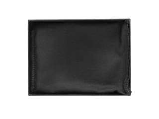 Black gift or jewelry rectangular box isolated on white.