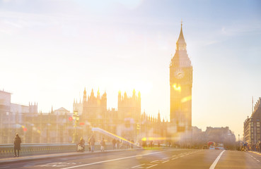 Fototapeta na wymiar Big Ben and houses of Parliament at sunset. London, UK