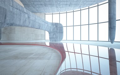 Obraz premium Empty dark abstract concrete smooth interior with red glass . Architectural background. 3D illustration and rendering