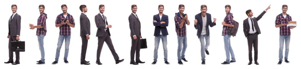 panoramic collage of a promising young man