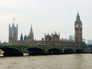 Fototapeta na wymiar The River Thames with the Westminster Bridge.