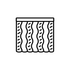 Black & white vector illustration of combi curtain shutter. Line icon of window vertical blind jalousie. Isolated object