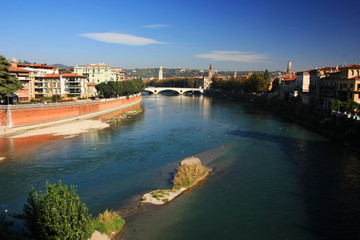 Bridge over the river in Verona, Italy