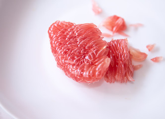 Red Pomelo Meat on the Plate