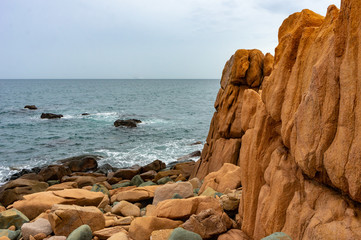 Stone cliff colors of the desert by the sea