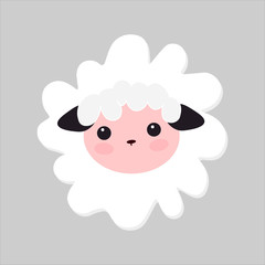 Cute Vector Lamb Illustration. little white sheep, baby picture
