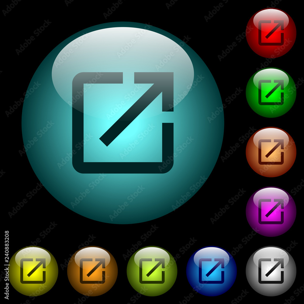 Poster open in new window icons in color illuminated glass buttons