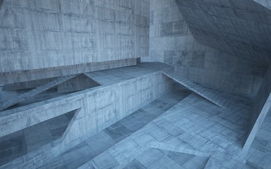 Abstract white and concrete interior multilevel public space with window. 3D illustration and rendering.