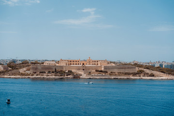 Obraz premium Typical Seaside port in Valletta in Malta