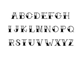 Font Letters Traditional Tattoo Vector