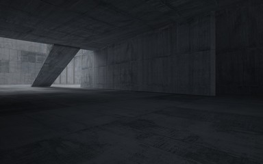 Abstract white and concrete interior multilevel public space with window. 3D illustration and rendering.