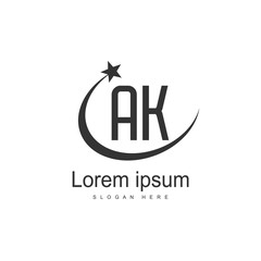 Initial Letter AK Logo Template Vector Design