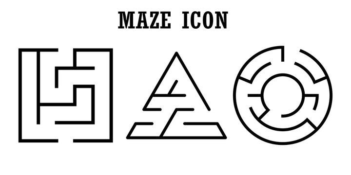 Set of maze icons,labyrinth isolated on white background