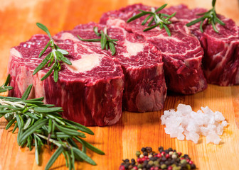 Raw meat and vegetables..