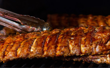 Meat with ribs on fire..