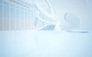 White smooth abstract architectural background. 3D illustration and rendering