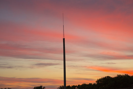 Landscape with bloody sunset. The terrain in southern Europe. It's summer now.
